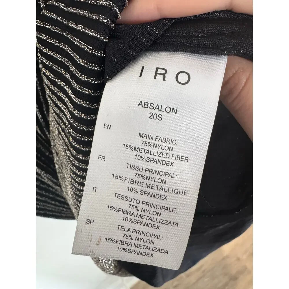 IRO Paris Shiny Ruched Absalon Black Sparkly Party Dress Size 38 FR